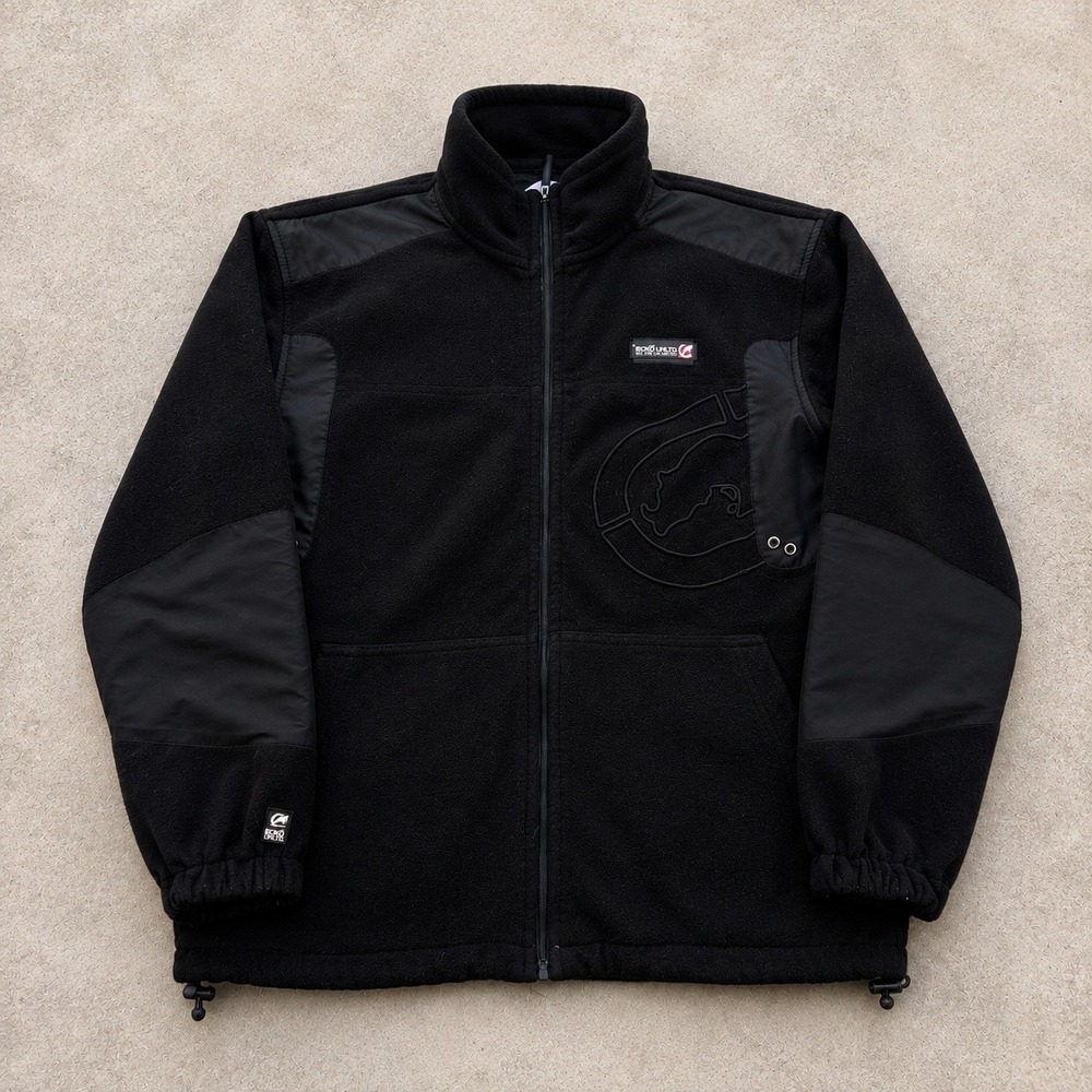Vintage y2k Ecko Unltd Black Fleece Full Zip Jacket Rhino Logo Mens Large